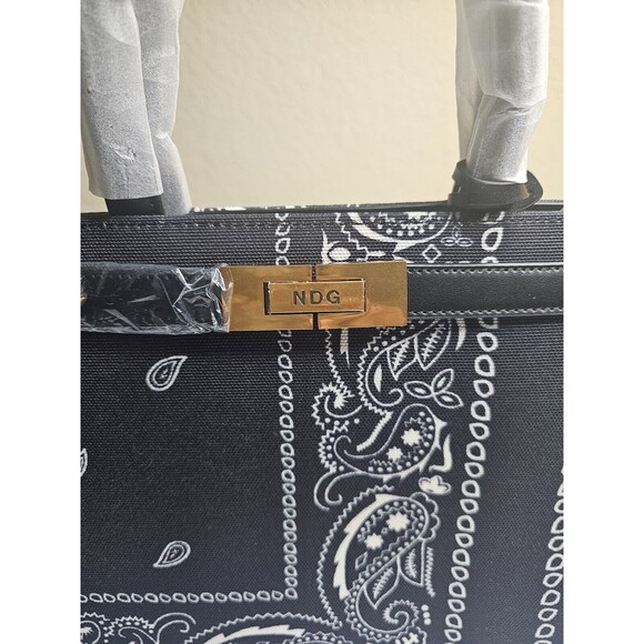 NDG Jeanne 300MM Black Bandana Top Handle Bag Women Pocketbook - Picture 2 of 14